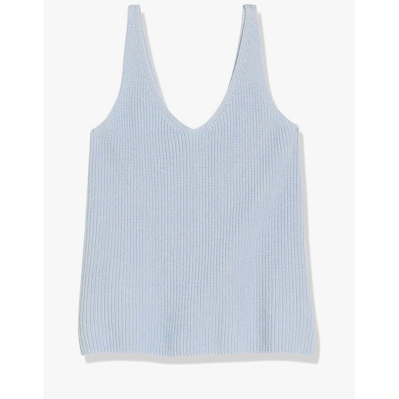 The Drop Tops - The Drop Women's Claire Double V-Neck Textured Rib Sweater Tank XXS Fog Blue